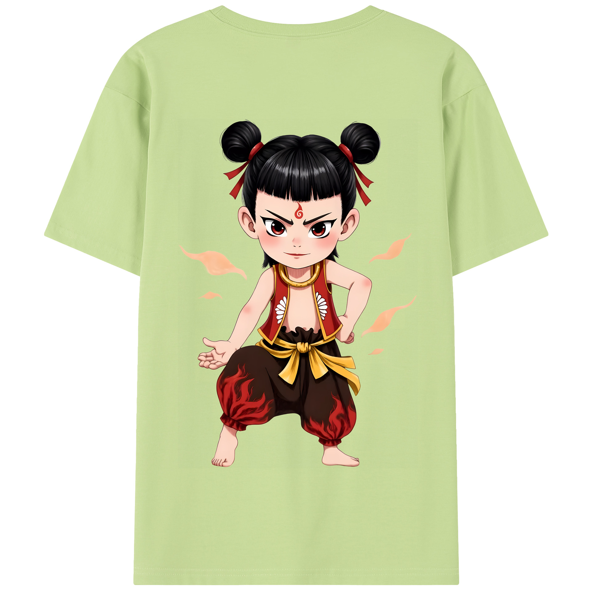 （画像用） Ne Zha 2 ナタ 魔童の大暴れ 綿100％半袖Tシャツ（背面プリント）